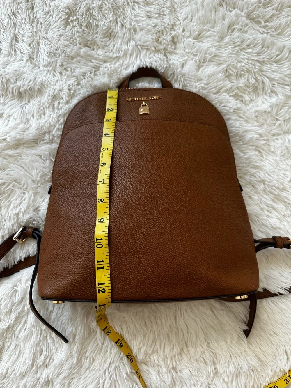 Michael Kors Adele Brown Pebbled Leather Backpack Gold Hardware - Picture 3 of 16